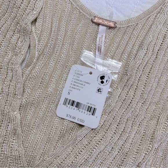 FREE PEOPLE Seascape Tank Vest NWT in Conch Combo Metallic Gold Cream Sz. Small - Picture 11 of 14